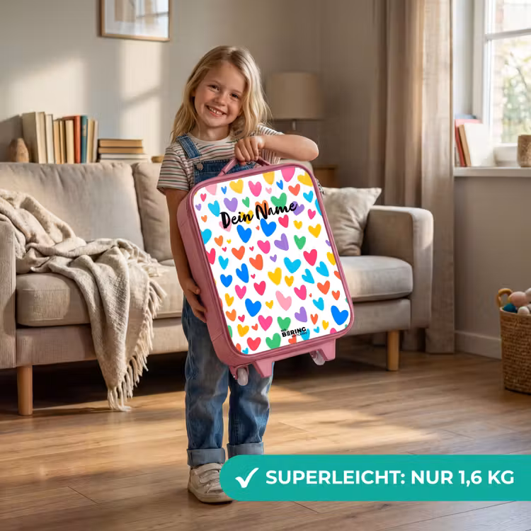 Kinderkoffer Rosa - Bunte Herzen — 3