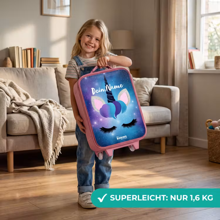 Kinderkoffer Rosa - Einhorn auf einem Sternenhimmel Hintergrund — 3