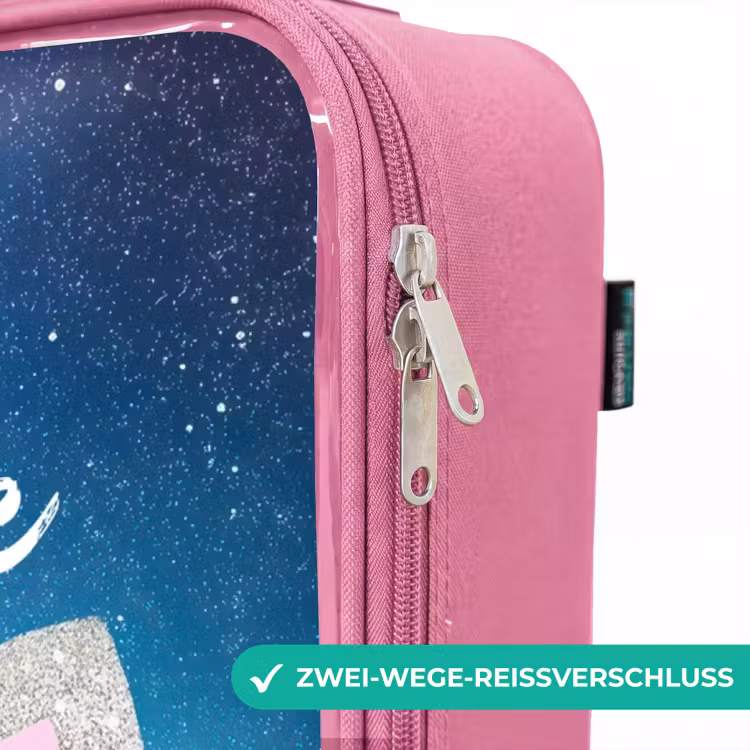 Kinderkoffer Rosa - Einhorn auf einem Sternenhimmel Hintergrund — 5