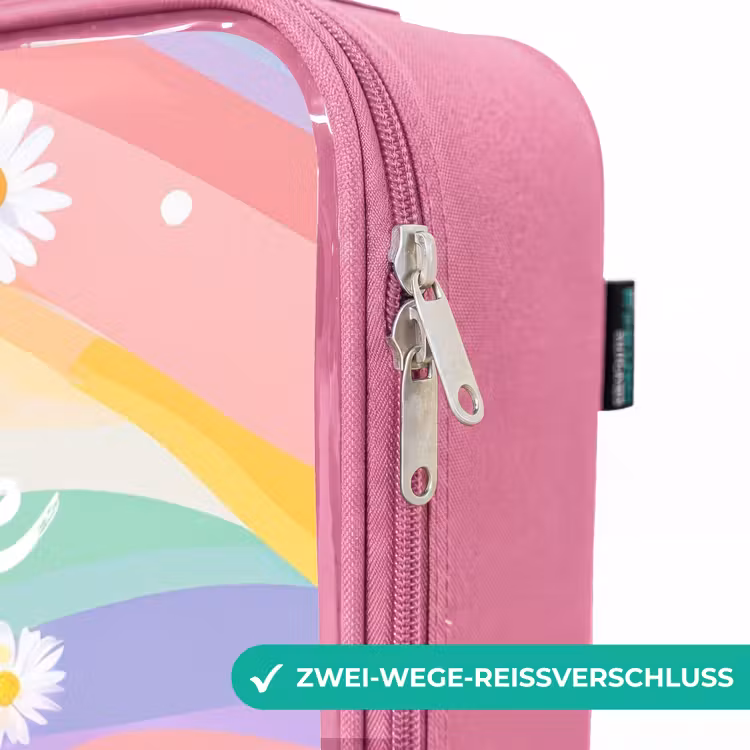 Kinderkoffer Rosa - Gänseblümchen auf Regenbogen-Hintergrund — 5