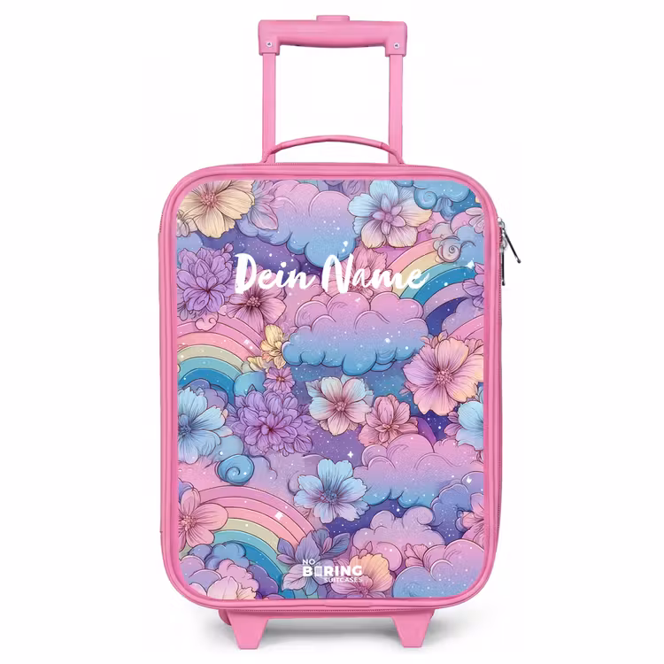Kinderkoffer Rosa - Illustration von Wolken, Regenbögen und Blumen — 1
