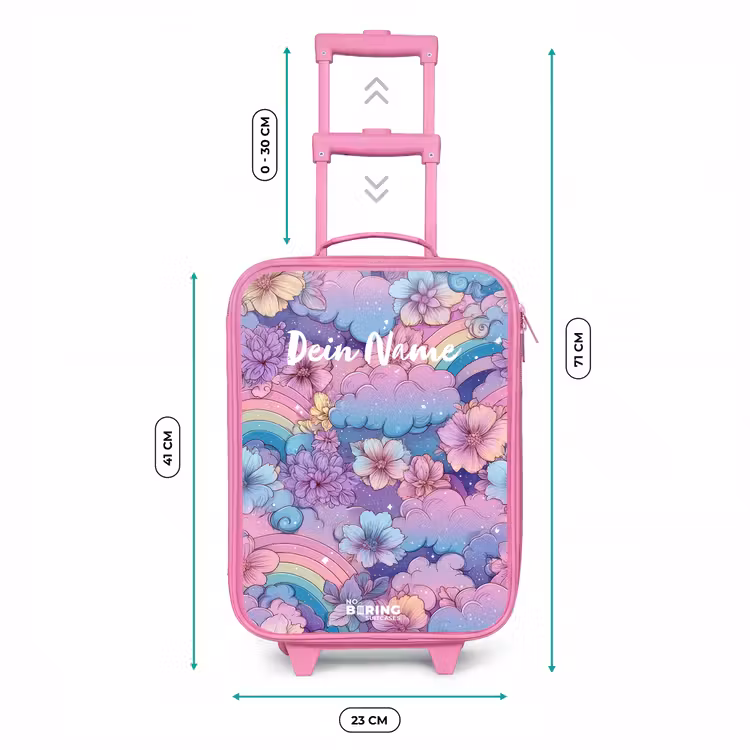 Kinderkoffer Rosa - Illustration von Wolken, Regenbögen und Blumen — 7