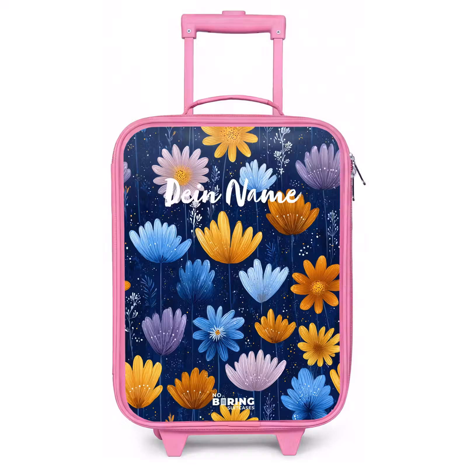Kinderkoffer Rosa - Blumen auf dunkelblauem Hintergrund — 1