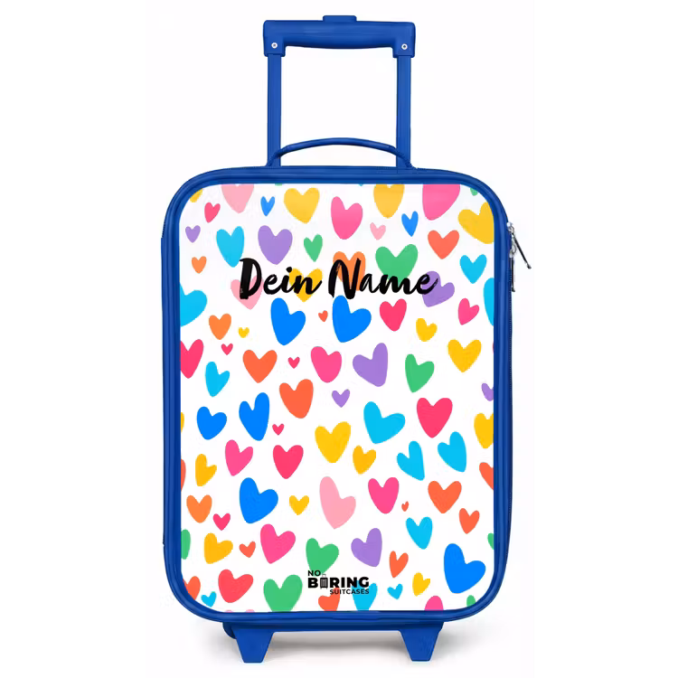 Kinderkoffer Blau - Bunte Herzen — 1