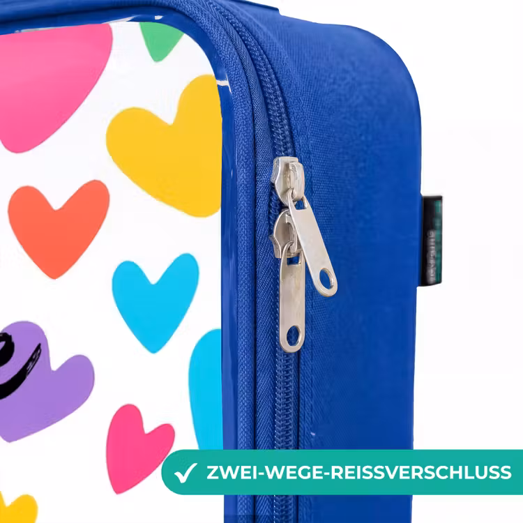 Kinderkoffer Blau - Bunte Herzen — 5