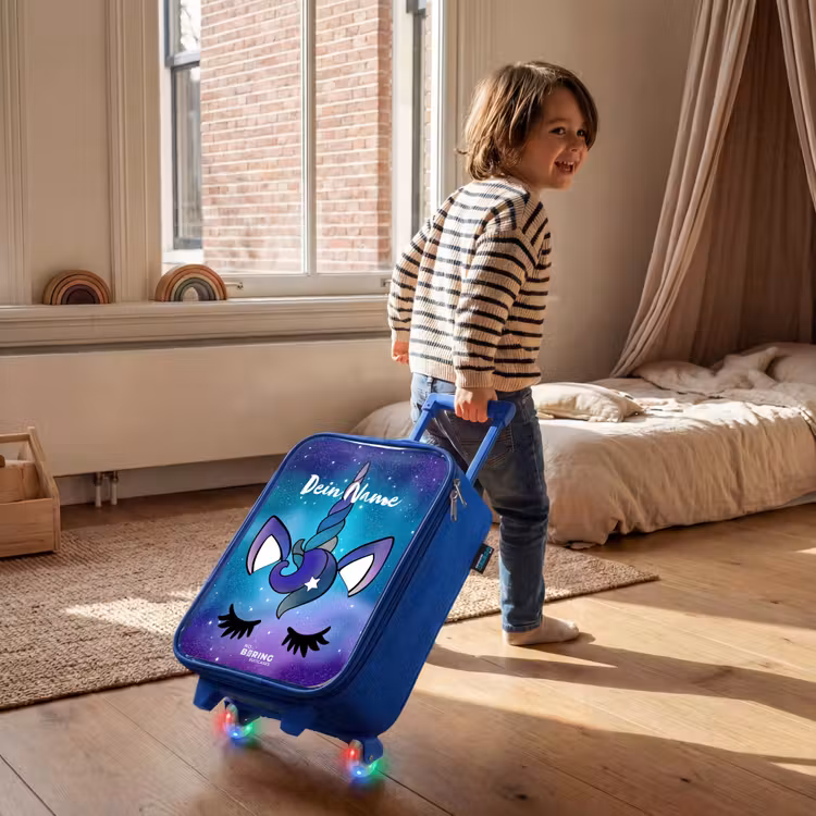 Kinderkoffer Blau - Lila Einhorn — 2
