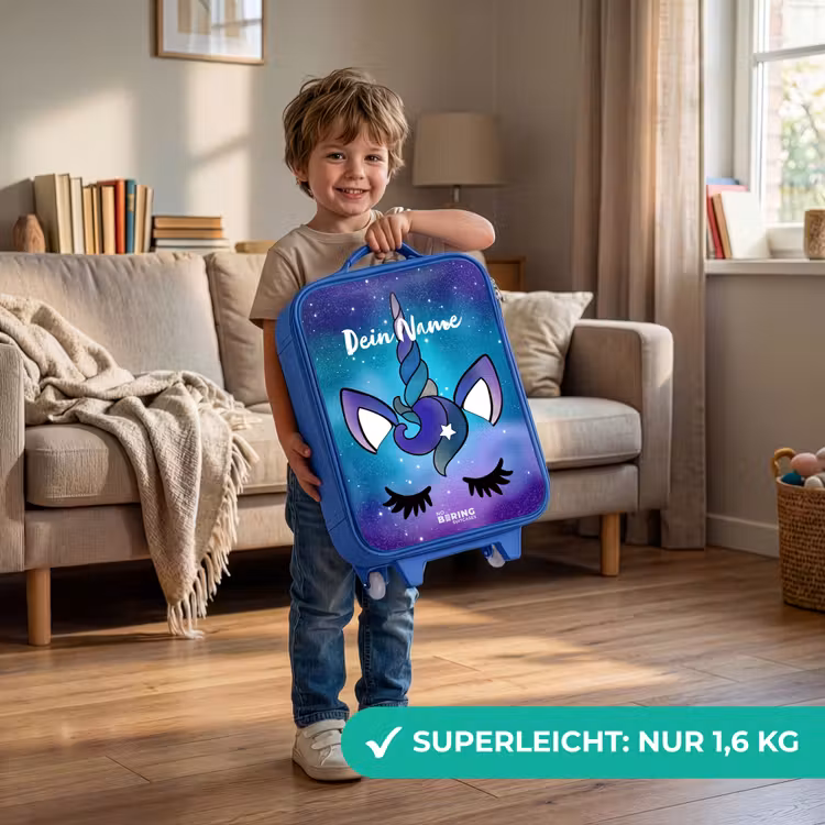Kinderkoffer Blau - Lila Einhorn — 3