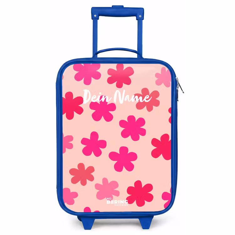 Kinderkoffer Blau - Rosa Blumen — 1