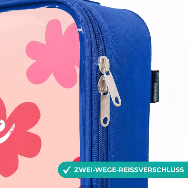Kinderkoffer Blau - Rosa Blumen — 5