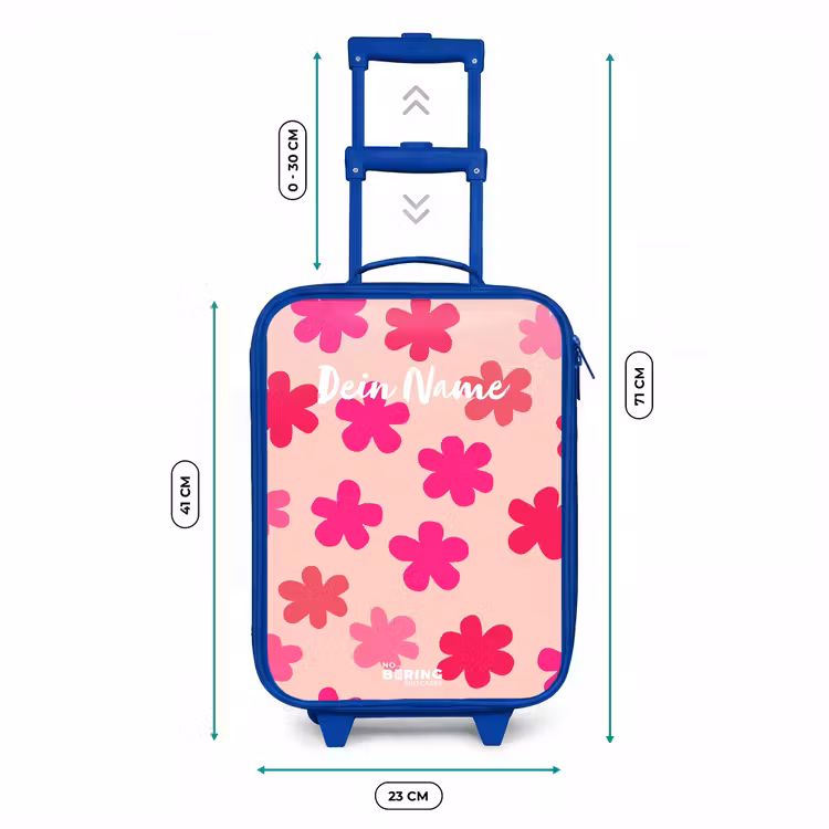 Kinderkoffer Blau - Rosa Blumen — 7
