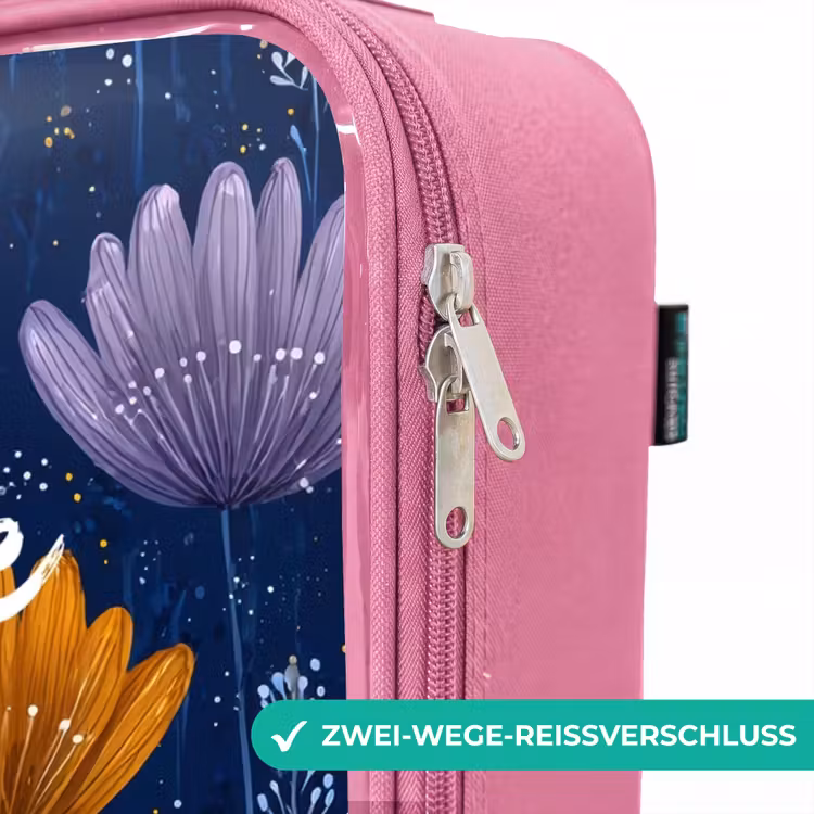 Kinderkoffer Rosa - Blumen auf dunkelblauem Hintergrund — 5