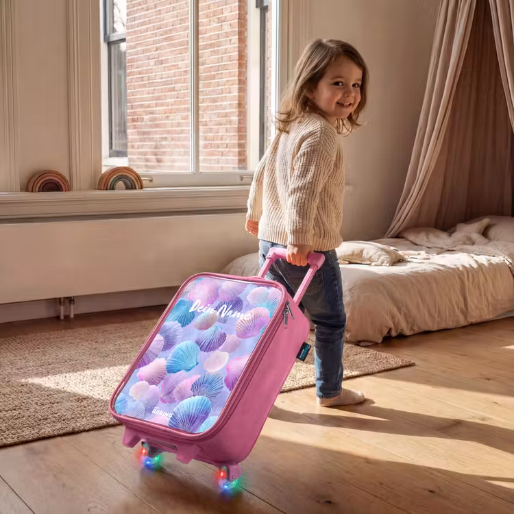 Kinderkoffer Rosa - Bunte Muscheln auf lila Hintergrund — 2