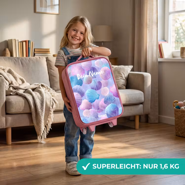 Kinderkoffer Rosa - Bunte Muscheln auf lila Hintergrund — 3