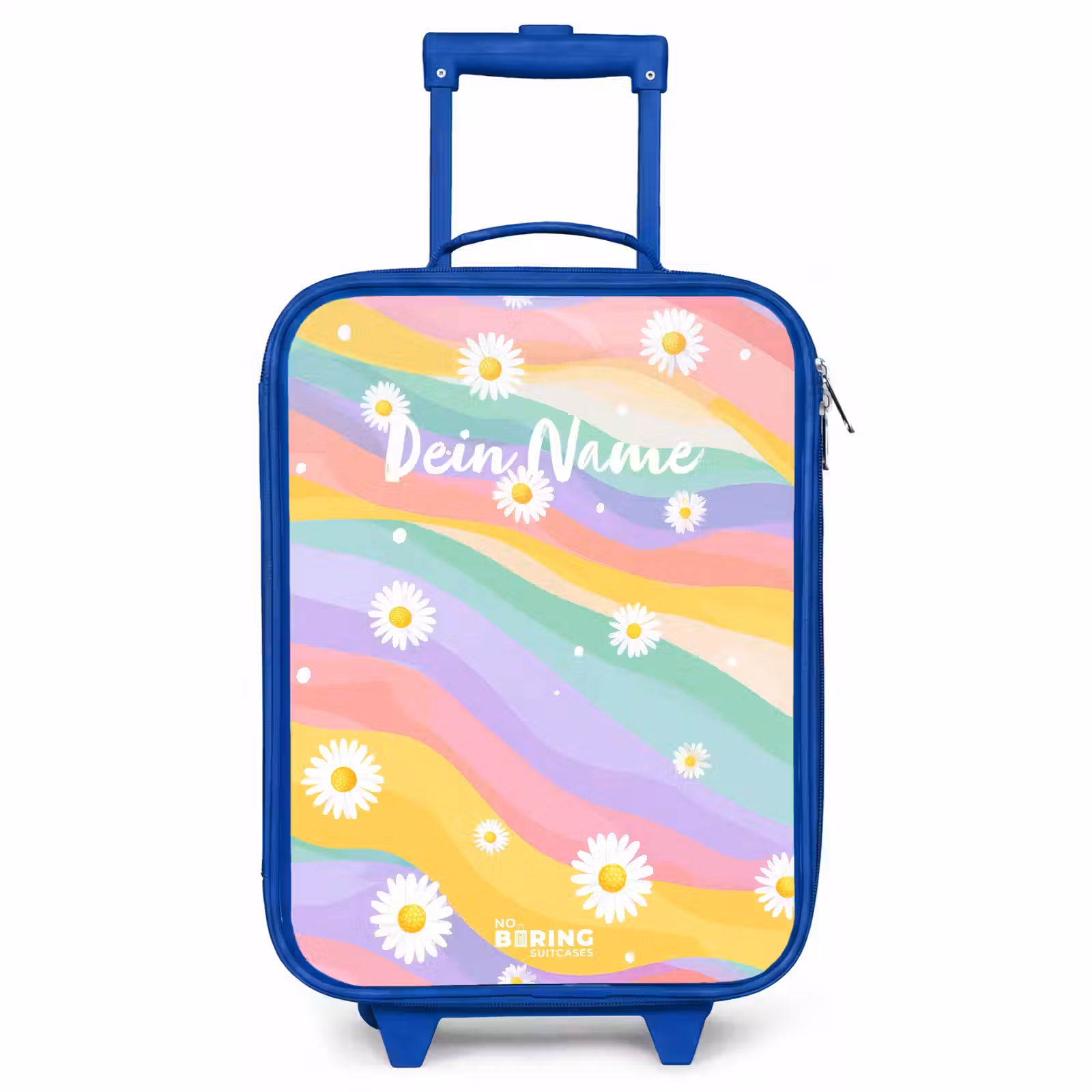 Kinderkoffer Blau - Gänseblümchen auf Regenbogen-Hintergrund — 1