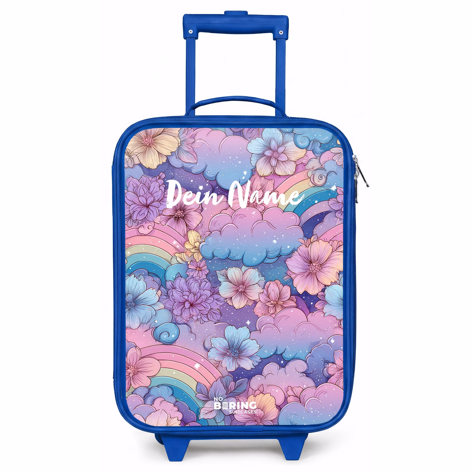Kinderkoffer Blau - Illustration von Wolken, Regenbögen und Blumen — 1