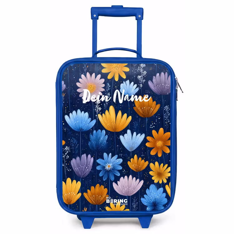 Kinderkoffer Blau - Blumen auf dunkelblauem Hintergrund — 1