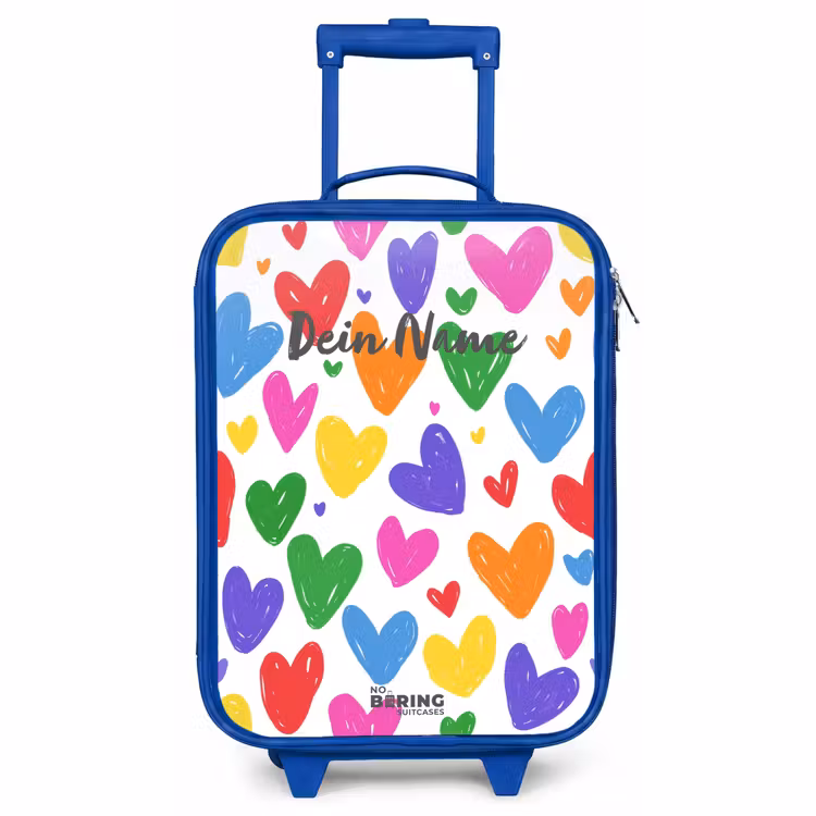 Kinderkoffer Blau - Bunte Herzen — 1