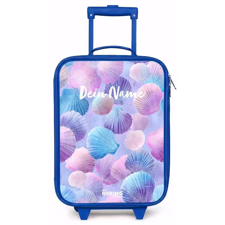 Kinderkoffer Blau - Bunte Muscheln auf lila Hintergrund — 1