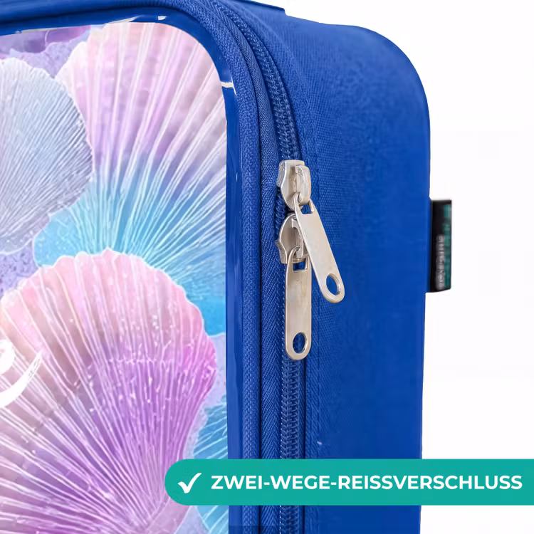 Kinderkoffer Blau - Bunte Muscheln auf lila Hintergrund — 5