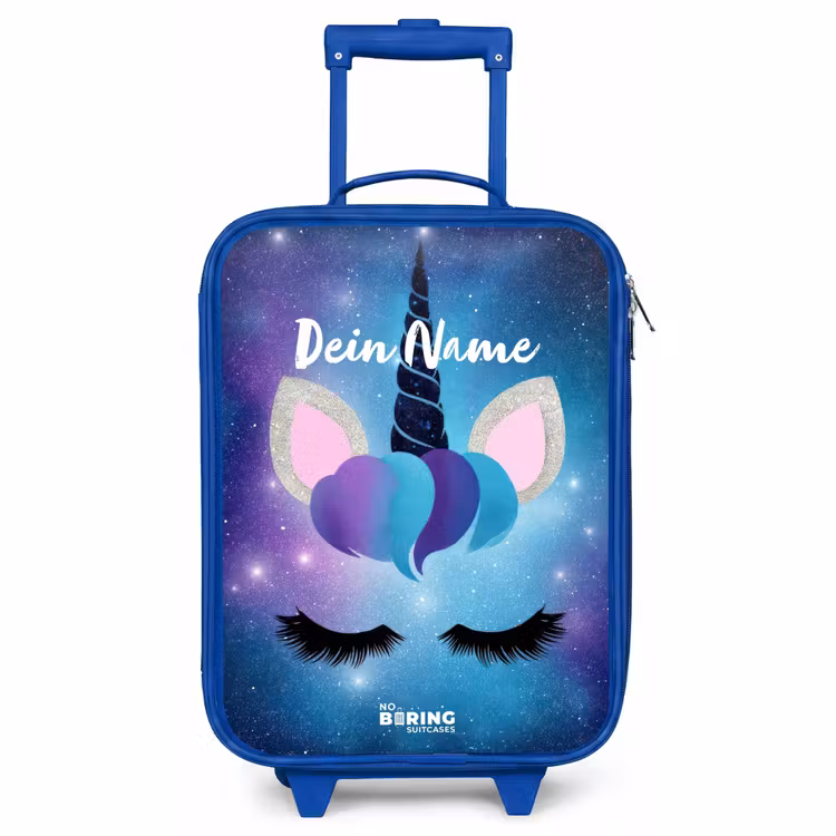 Kinderkoffer Blau - Einhorn auf einem Sternenhimmel Hintergrund — 1