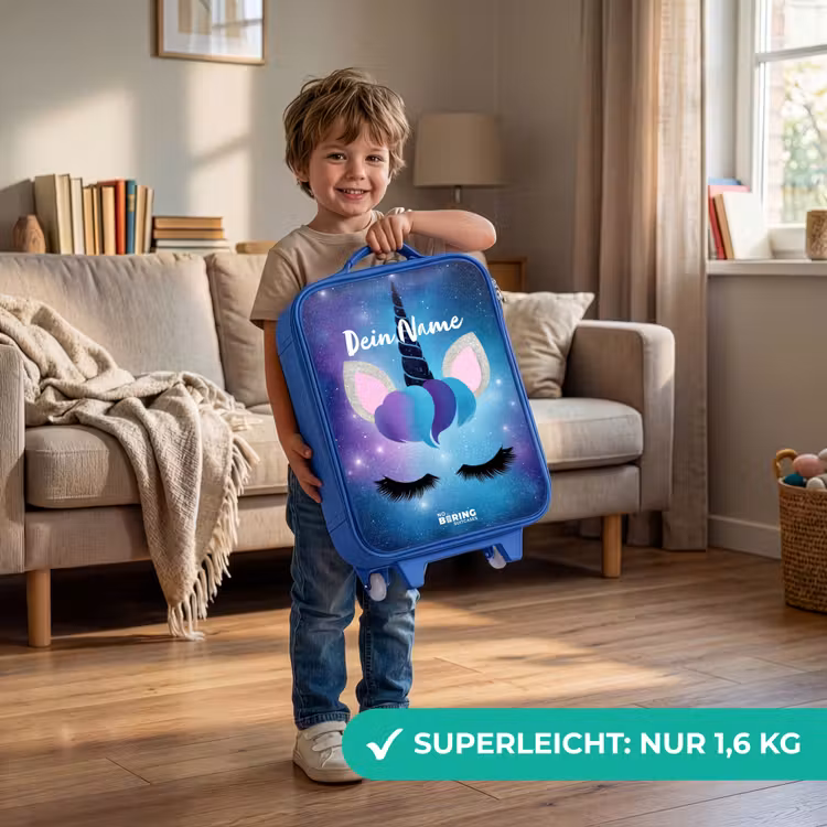 Kinderkoffer Blau - Einhorn auf einem Sternenhimmel Hintergrund — 3