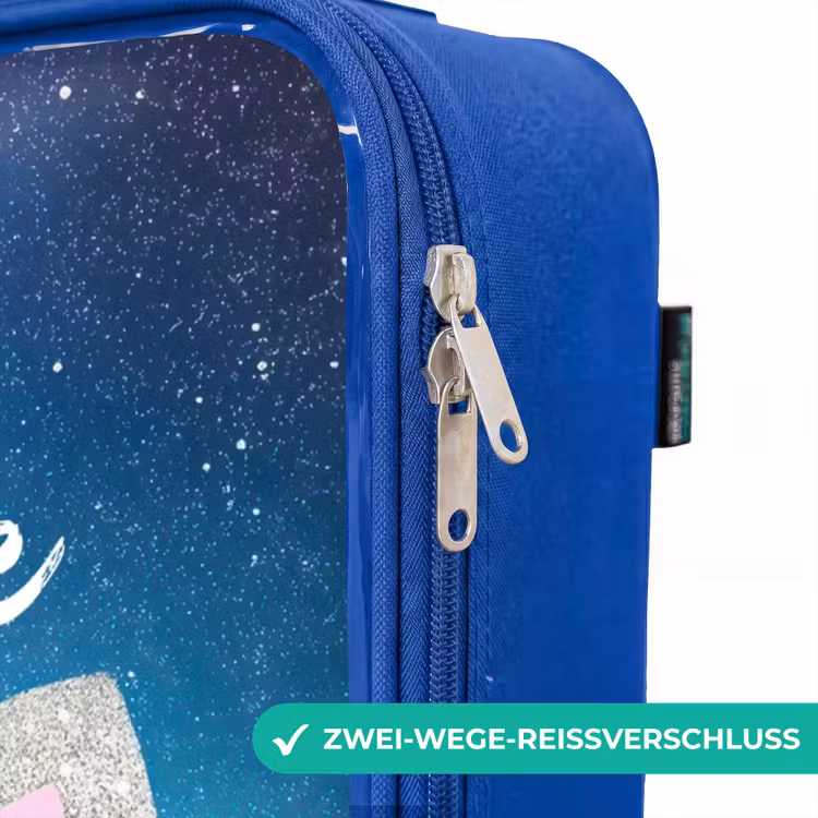 Kinderkoffer Blau - Einhorn auf einem Sternenhimmel Hintergrund — 5