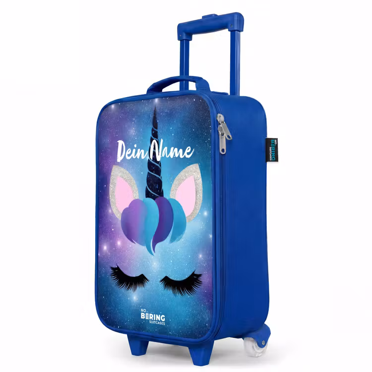 Kinderkoffer Blau - Einhorn auf einem Sternenhimmel Hintergrund — 8