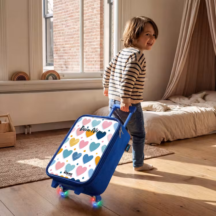 Kinderkoffer Blau - Herz-Muster — 2