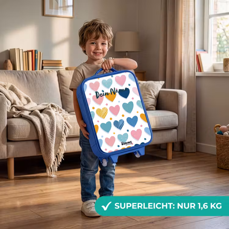 Kinderkoffer Blau - Herz-Muster — 3
