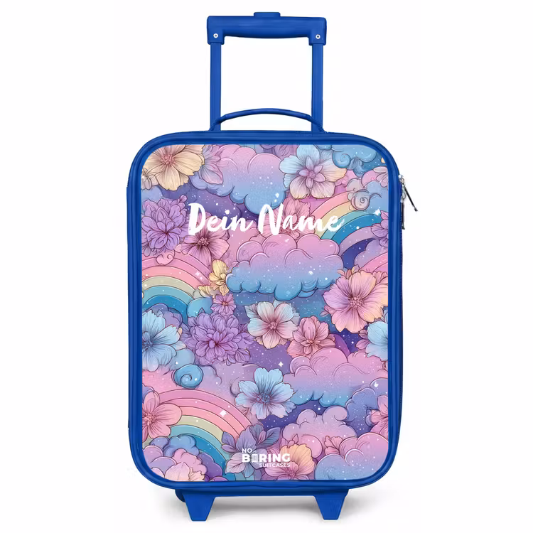Kinderkoffer Blau - Illustration von Wolken, Regenbögen und Blumen — 1