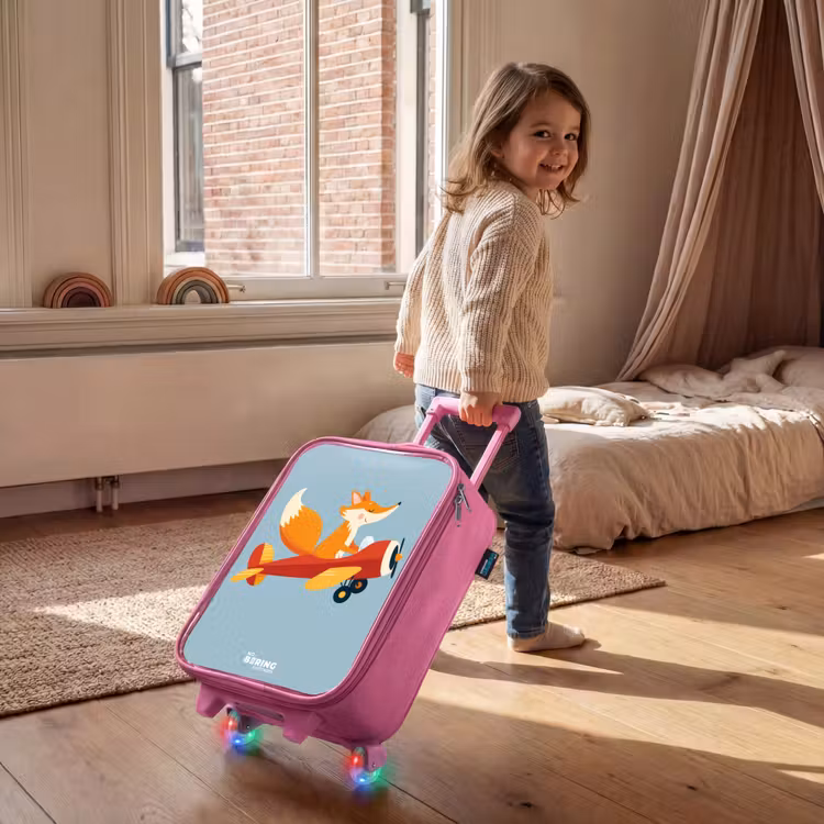 Kinderkoffer Rosa - Fuchs - Flugzeug - Fliegen — 2