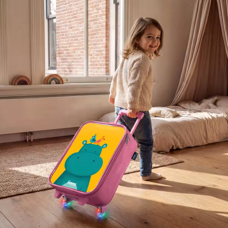 Kinderkoffer Rosa - Nilpferd - Vögel - Gelb — 2