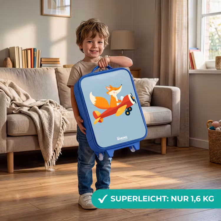 Kinderkoffer Blau - Fuchs - Flugzeug - Fliegen — 3