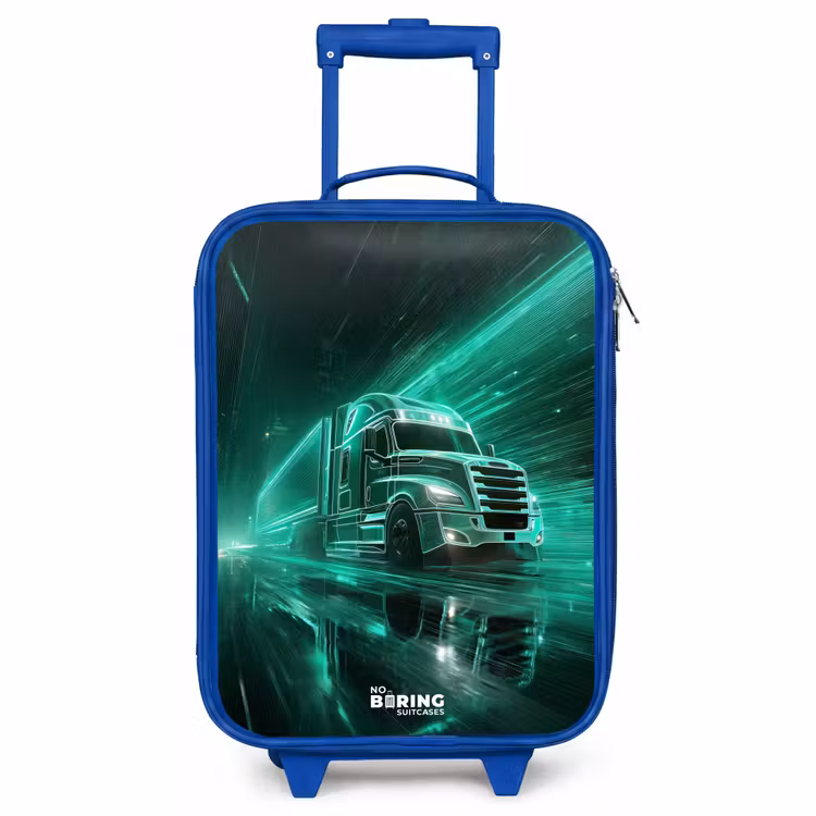 Kinderkoffer Blau - Lkw - Neon - Grün - Stadt — 1