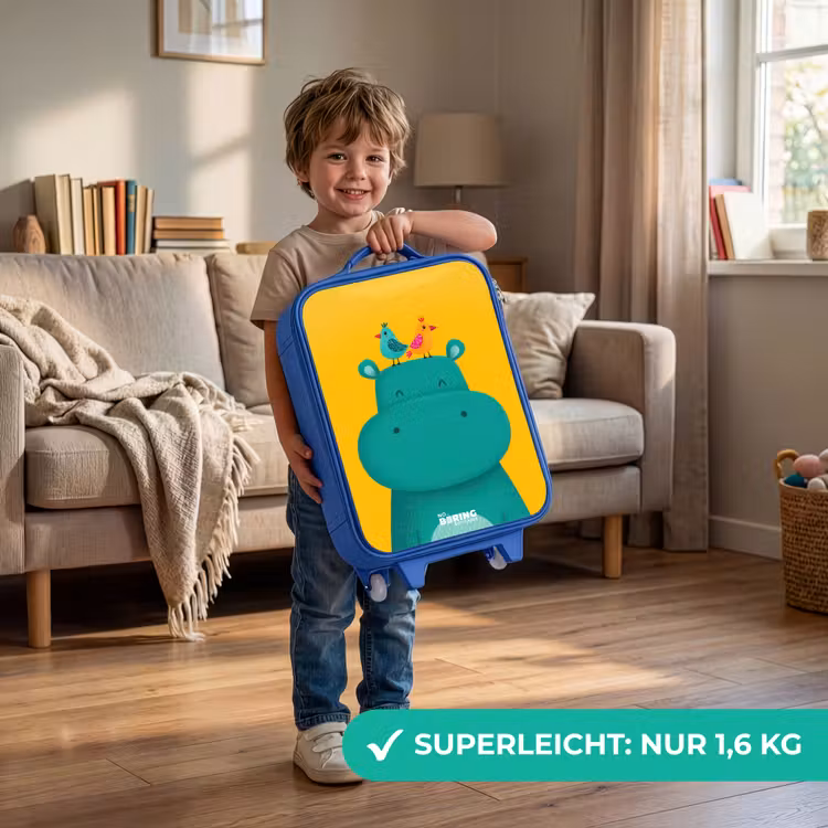 Kinderkoffer Blau - Nilpferd - Vögel - Gelb — 3