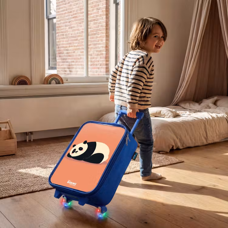 Kinderkoffer Blau - Panda - Schlafend - Orange — 2