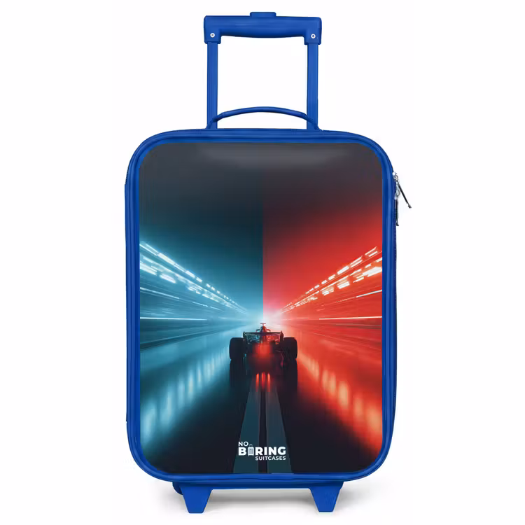 Kinderkoffer Blau - Rennstrecke - Rennwagen - Neon - Rot — 1