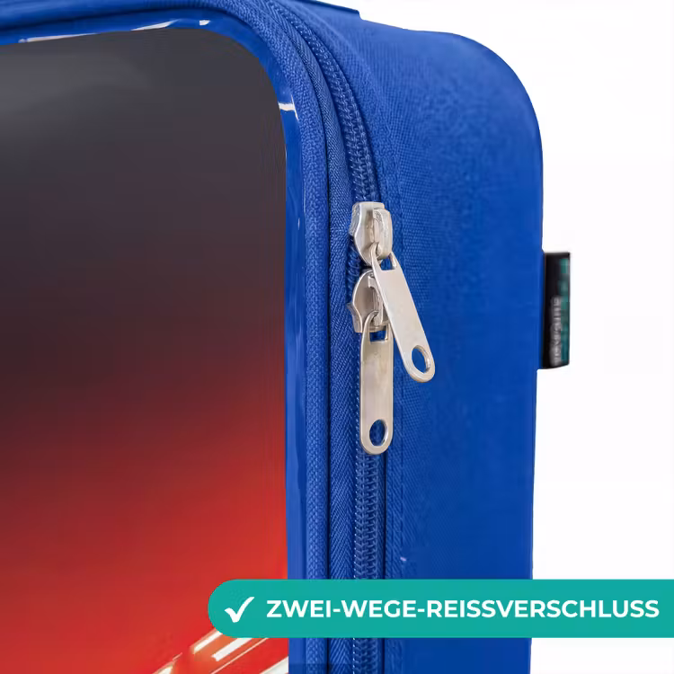 Kinderkoffer Blau - Rennstrecke - Rennwagen - Neon - Rot — 5