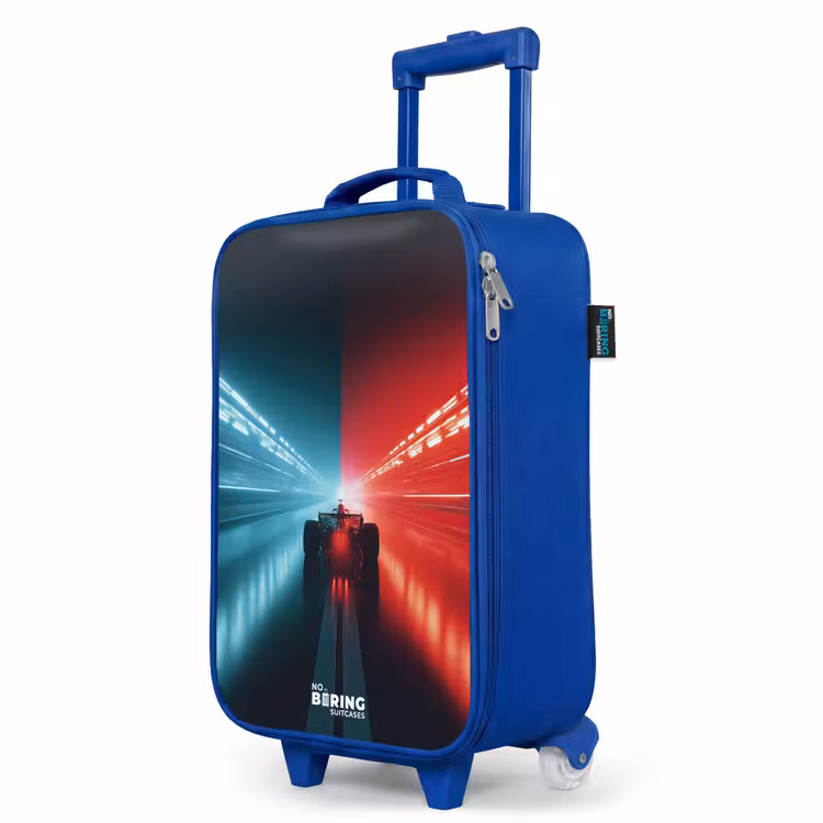 Kinderkoffer Blau - Rennstrecke - Rennwagen - Neon - Rot — 8