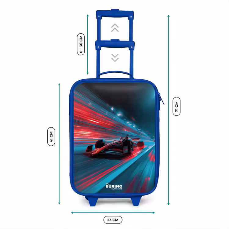 Kinderkoffer Blau - Rennwagen - Strecke - Neon - Beleuchtung — 7