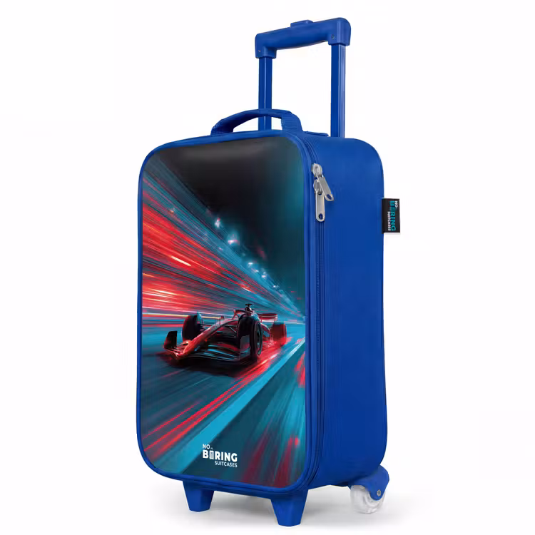 Kinderkoffer Blau - Rennwagen - Strecke - Neon - Beleuchtung — 8