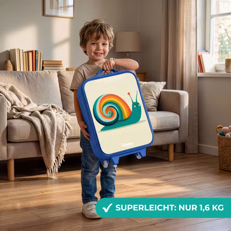 Kinderkoffer Blau - Schnecke - Regenbogen - Farbenfroh — 3