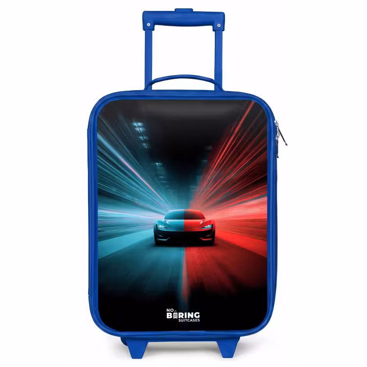 Kinderkoffer Blau - Sportwagen - Lichtstrahlen - Neon - Blau — 1