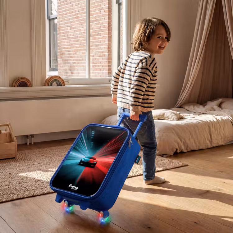 Kinderkoffer Blau - Sportwagen - Lichtstrahlen - Neon - Blau — 2