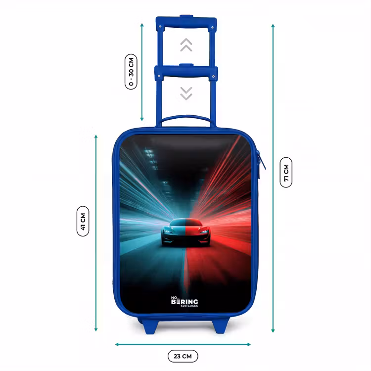 Kinderkoffer Blau - Sportwagen - Lichtstrahlen - Neon - Blau — 7
