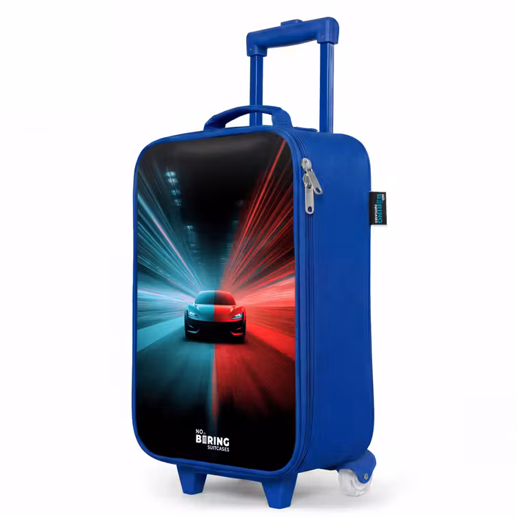 Kinderkoffer Blau - Sportwagen - Lichtstrahlen - Neon - Blau — 8