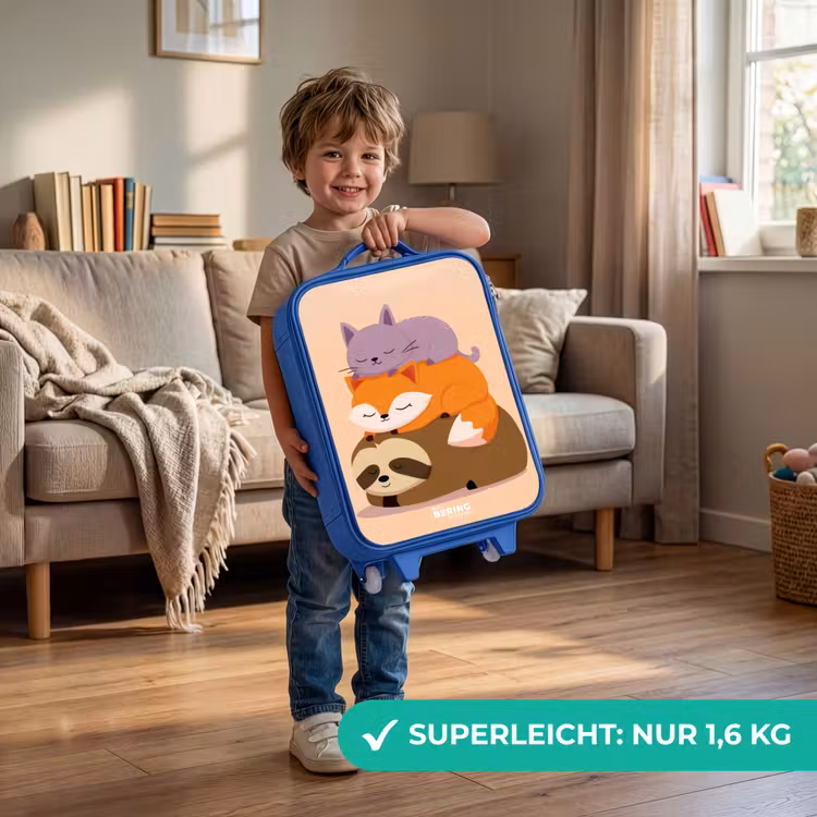Kinderkoffer Blau - Tiere - Schlafen - Gemeinsam — 3
