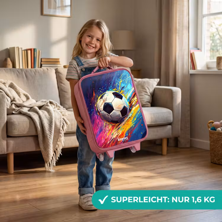 Kinderkoffer Rosa - Neon - Fußball - Farbenfroh — 3