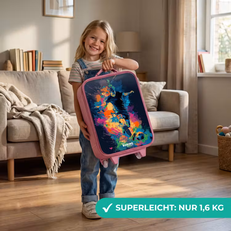 Kinderkoffer Rosa - Neon - Fußballer - Farbenfroh — 3