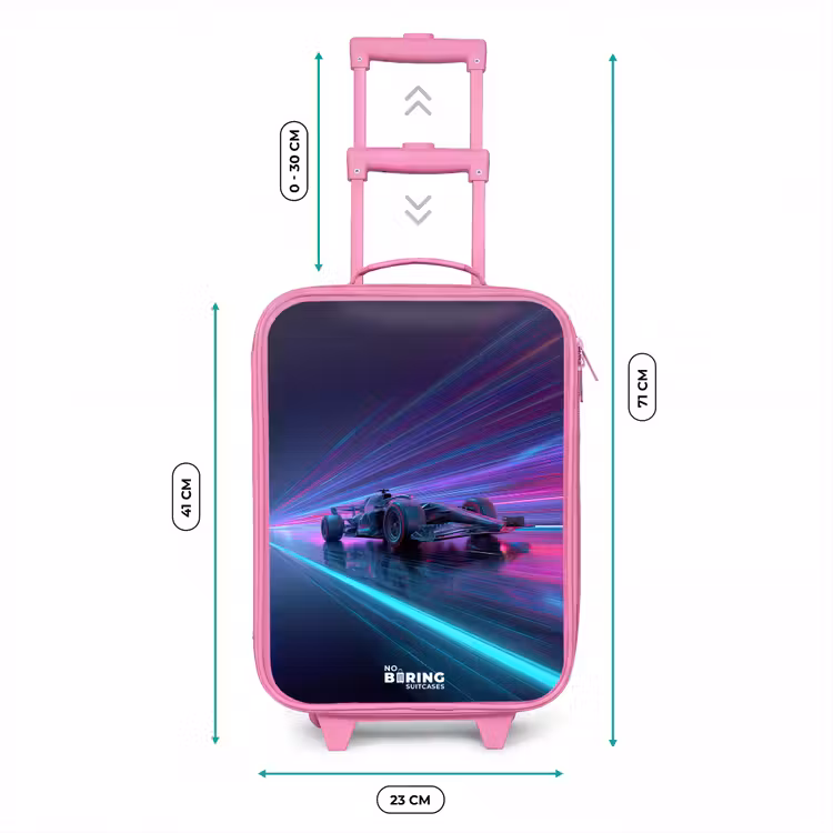 Kinderkoffer Rosa - Neon - Rennwagen - Leichte Streifen - Lila — 7